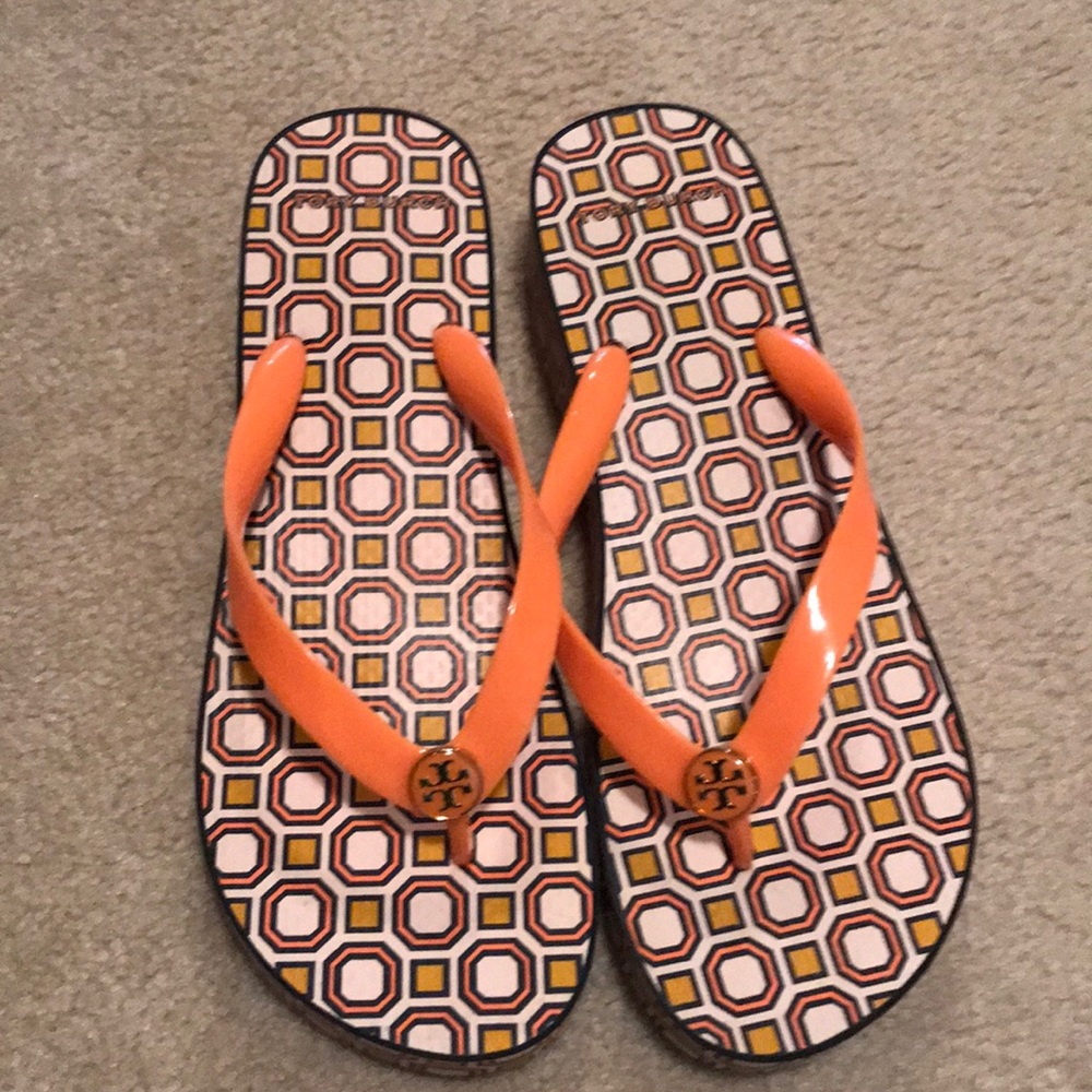 Tory Burch printed carved wedge flip flop 9